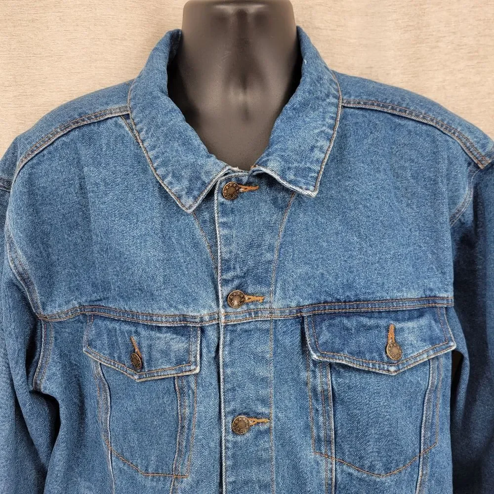 Mississippi River Blues Vintage 90s Classic Blue Jean Denim Trucker Jacket XL
